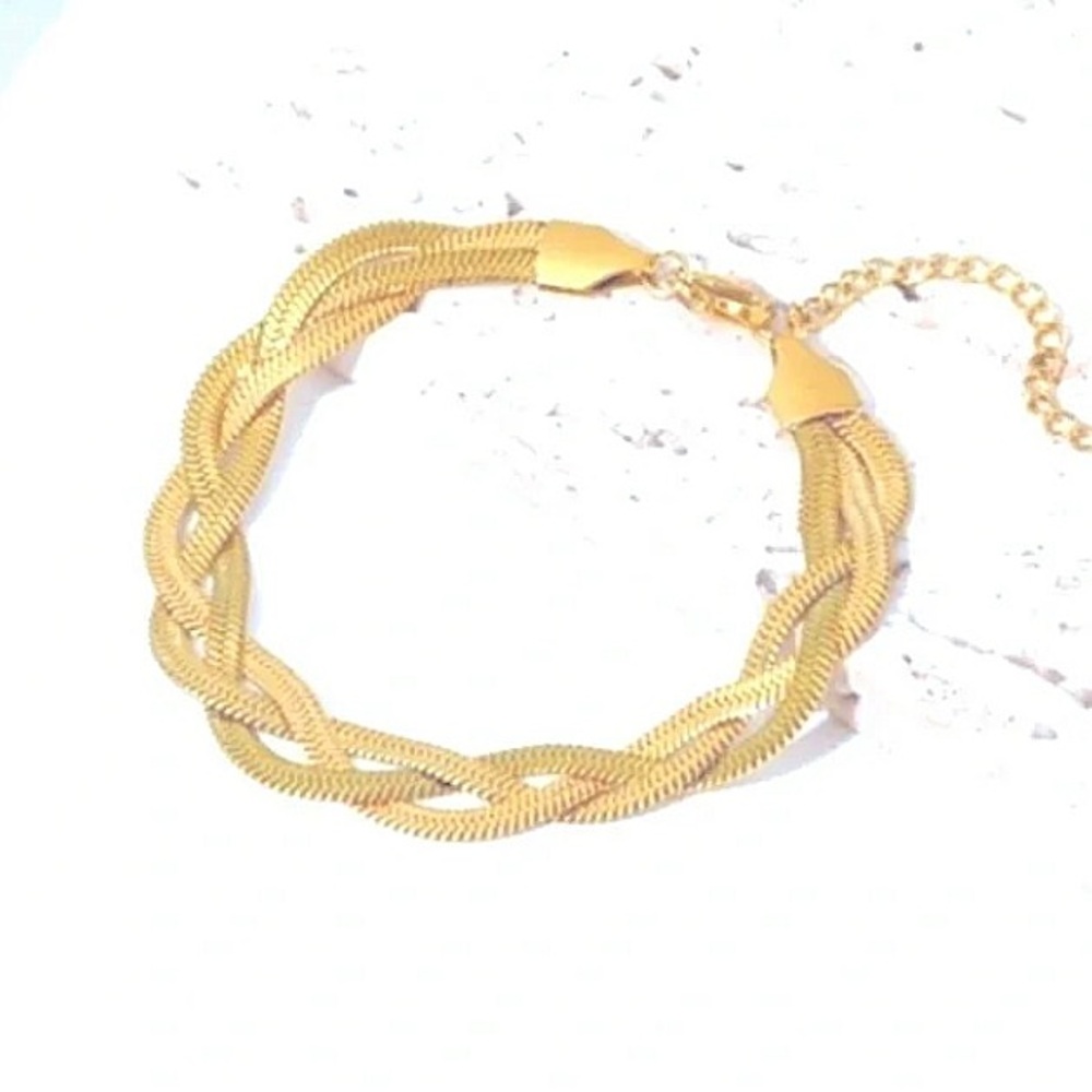 Women's Twist Herringbone Bracelet, 18k Gold Filled Size‎ 6-8"